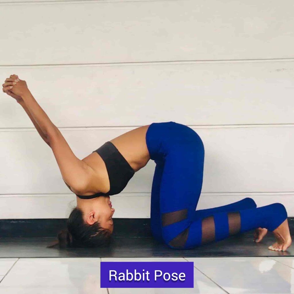 Rabbit Pose for stress relief yoga - sharpmuscle